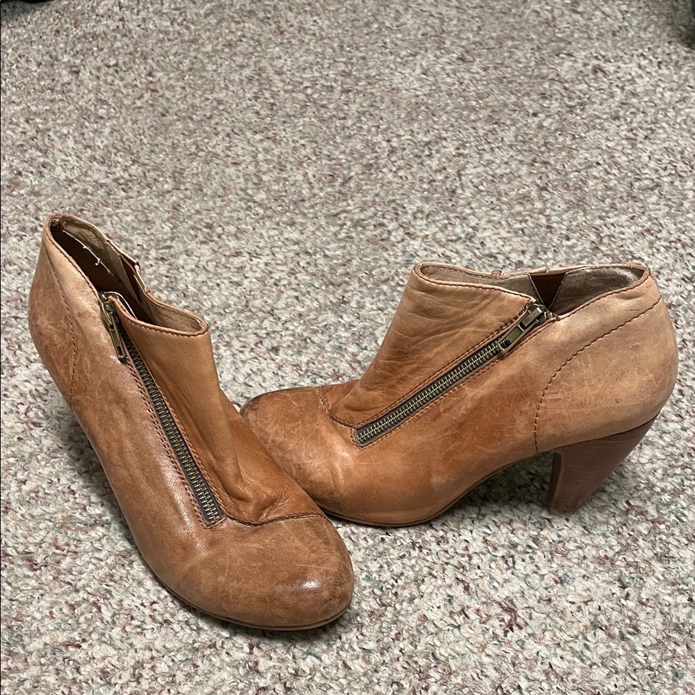 Miz mooz Brown Leather zip side Ankle Boots